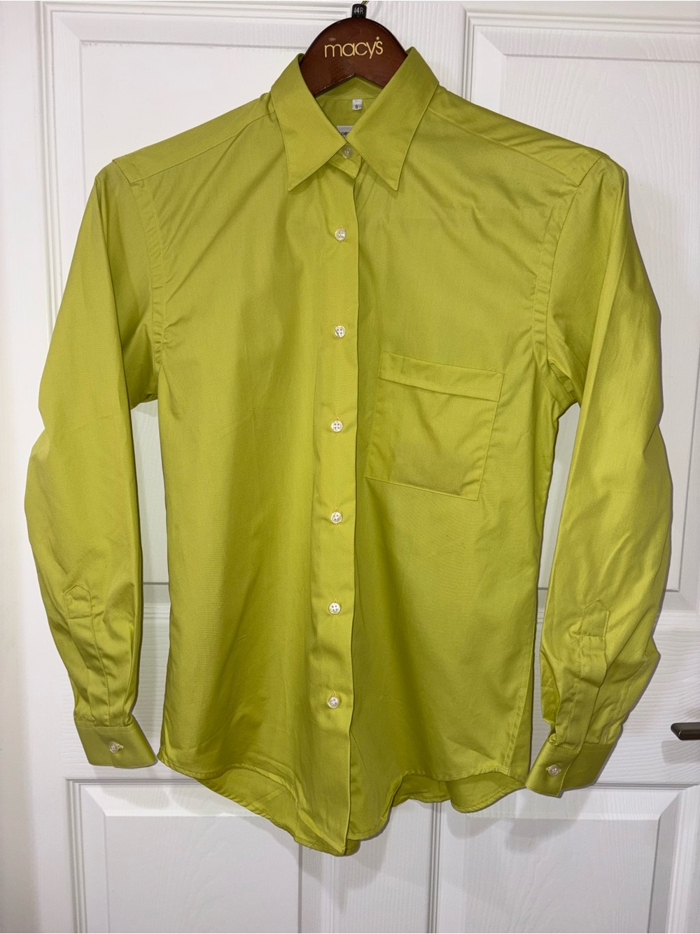 Lorenzo Donna Made in Italy Crisp Lime Green Button Down Shirt Size S Cotton